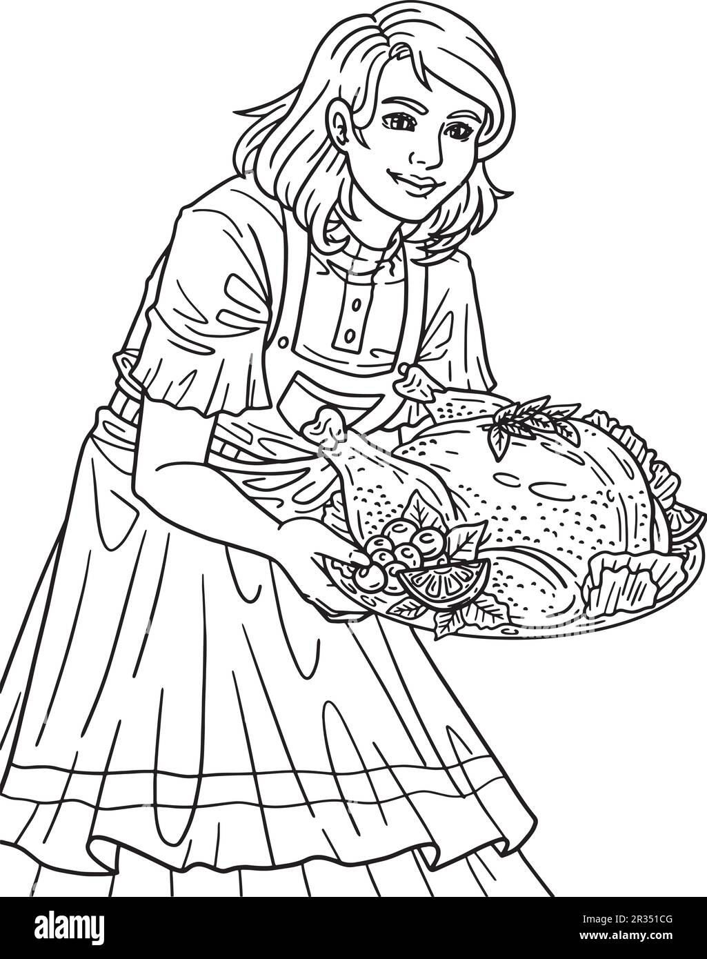 Thanksgiving Mother Serving Turkey Isolated Adults Stock Vector Image ...