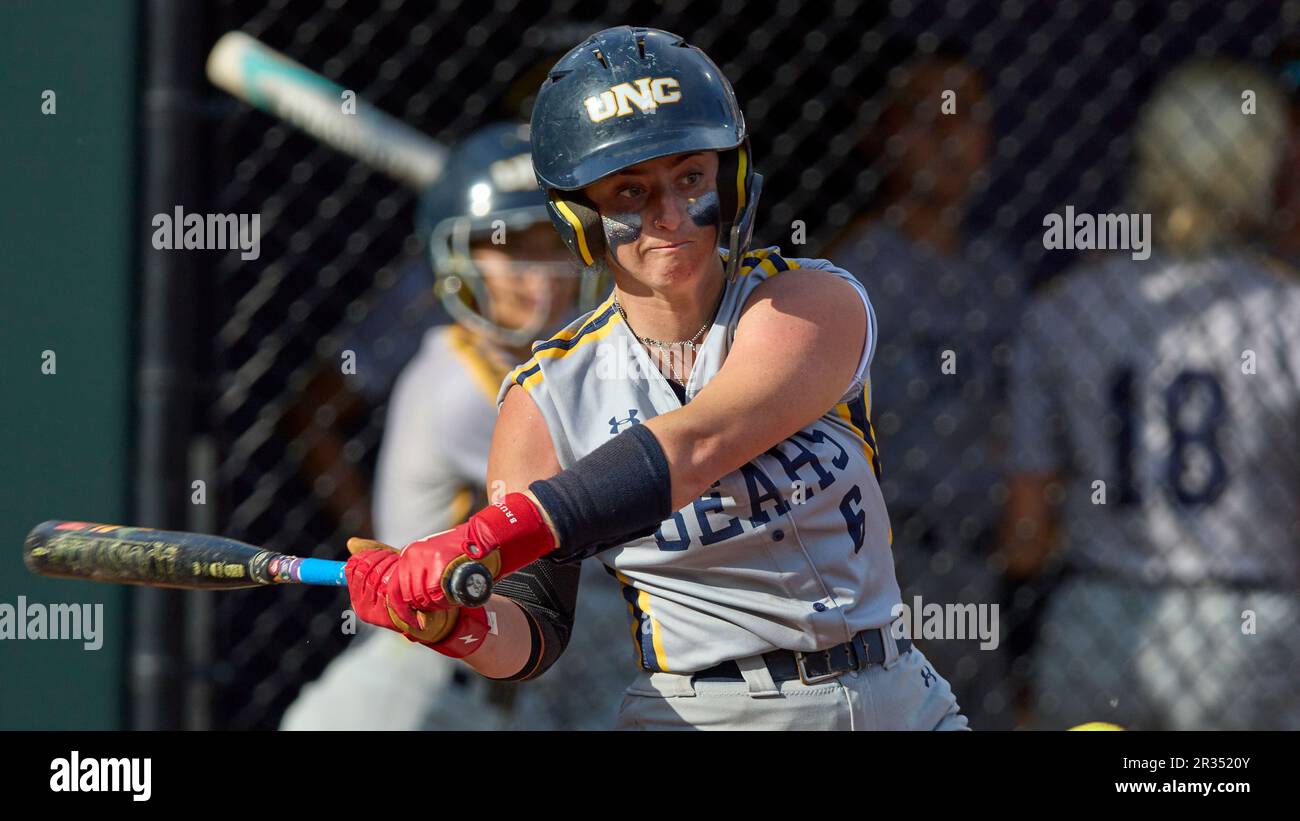 Northern Colo.'s Sabrina Javorsky swings into a pitch against Minnesota