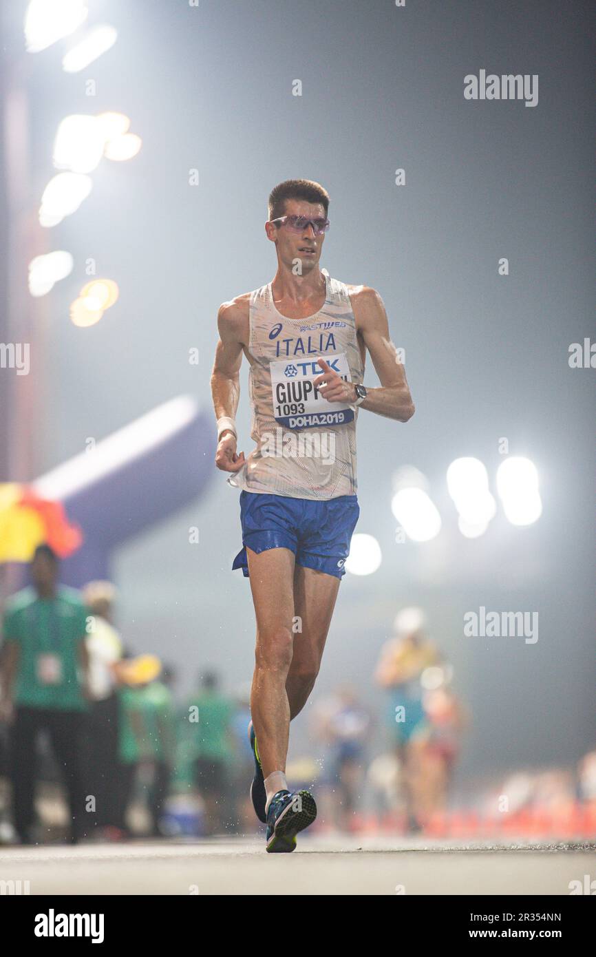 Matteo GIUPPONI running the 20 Kilometres Race Walk at the 2019 World