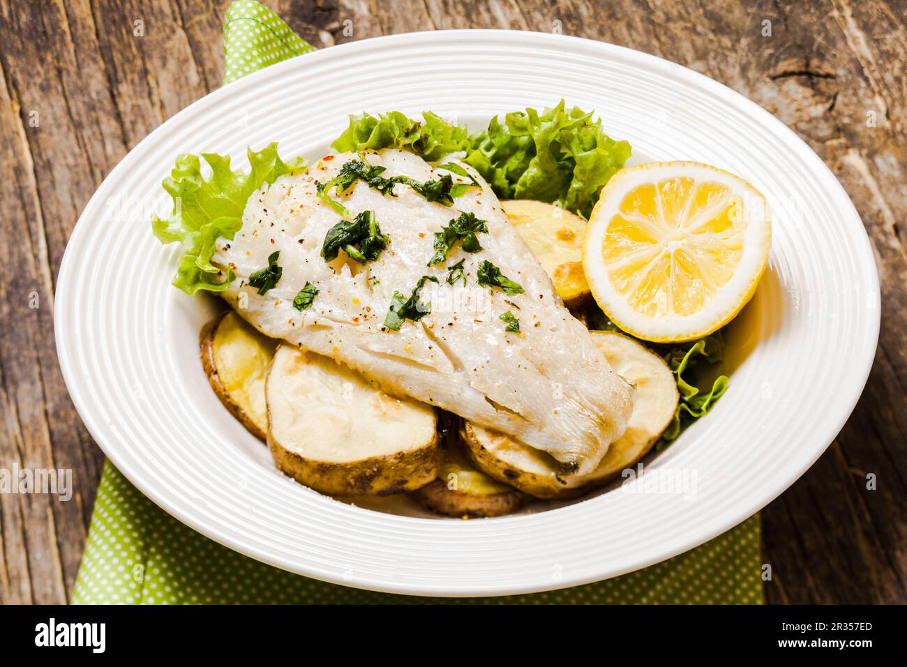 Baked cod fillet Stock Photo - Alamy