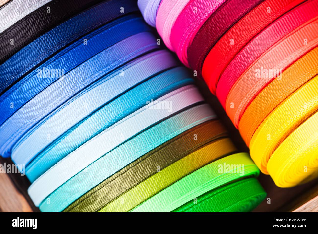 Multi Ribbon Bobbin The ribbon bobbins Stock Photo - Alamy