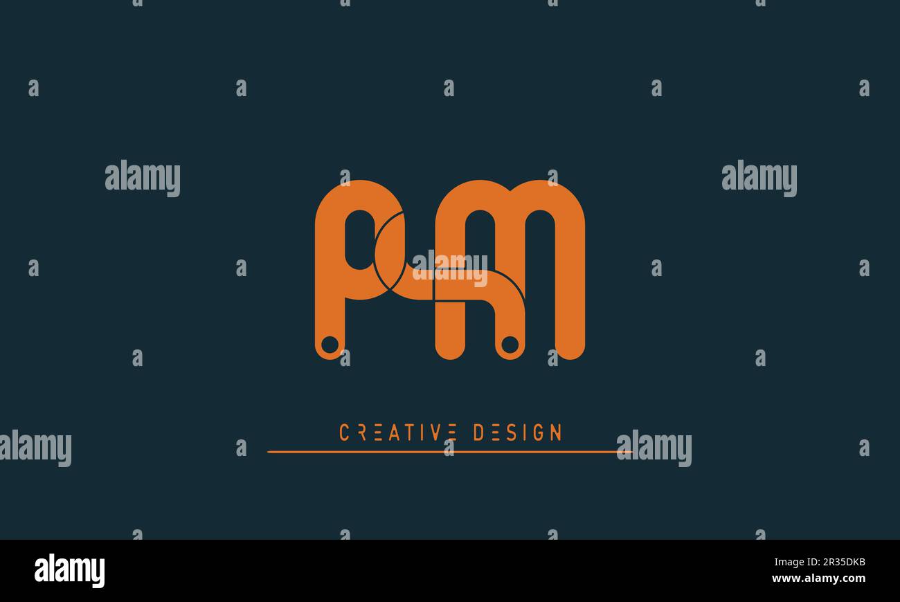 Alphabet letters Modern Creative logo PM , MP Stock Vector