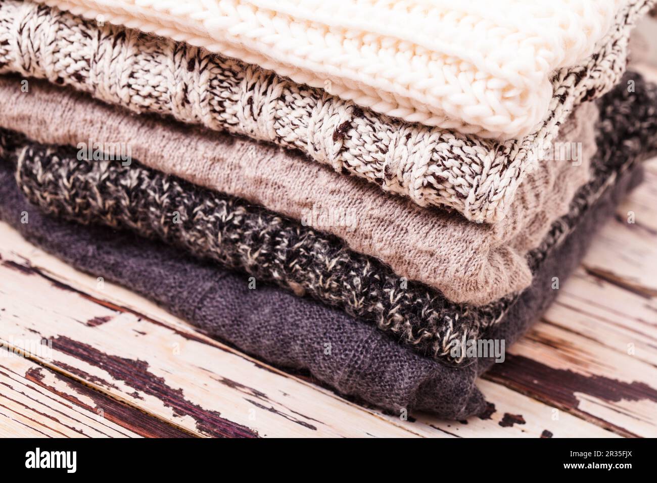 Collection of woolen clothes Stock Photo