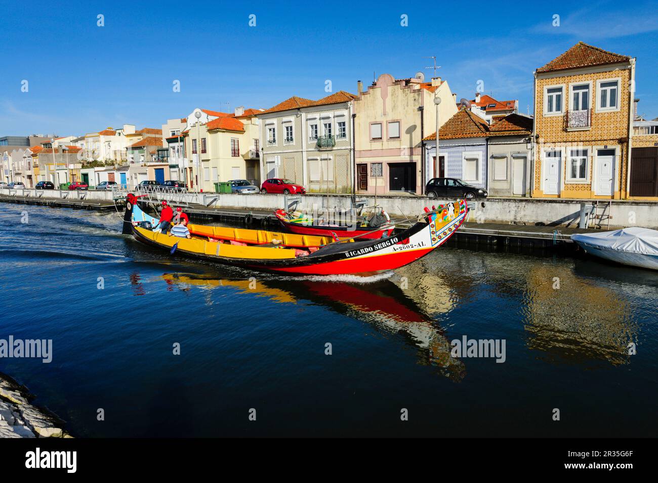 Moliceiro en el canal de San Roque, Aveiro, Beira Litoral, Portugal, europa. Stock Photo