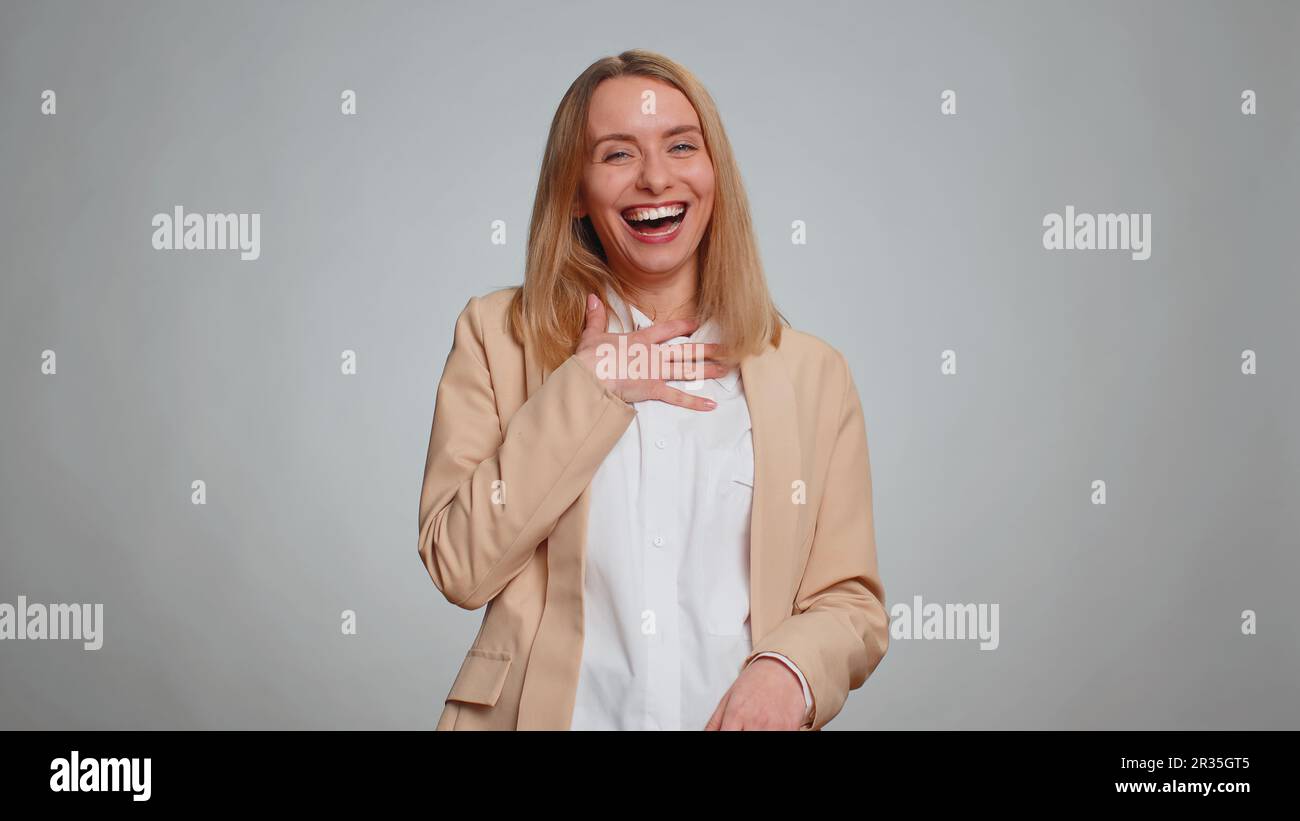 Business woman laughing out loud hi-res stock photography and images ...