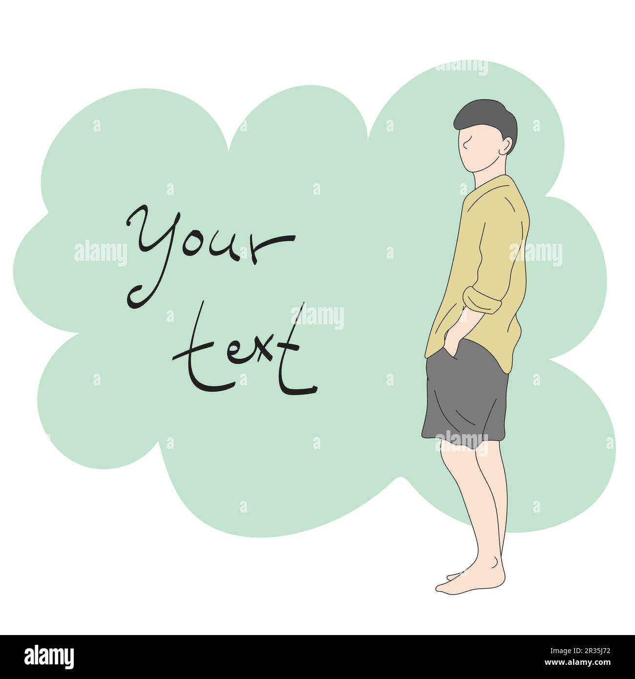 man with relaxation in summer illustration vector hand drawn isolated ...