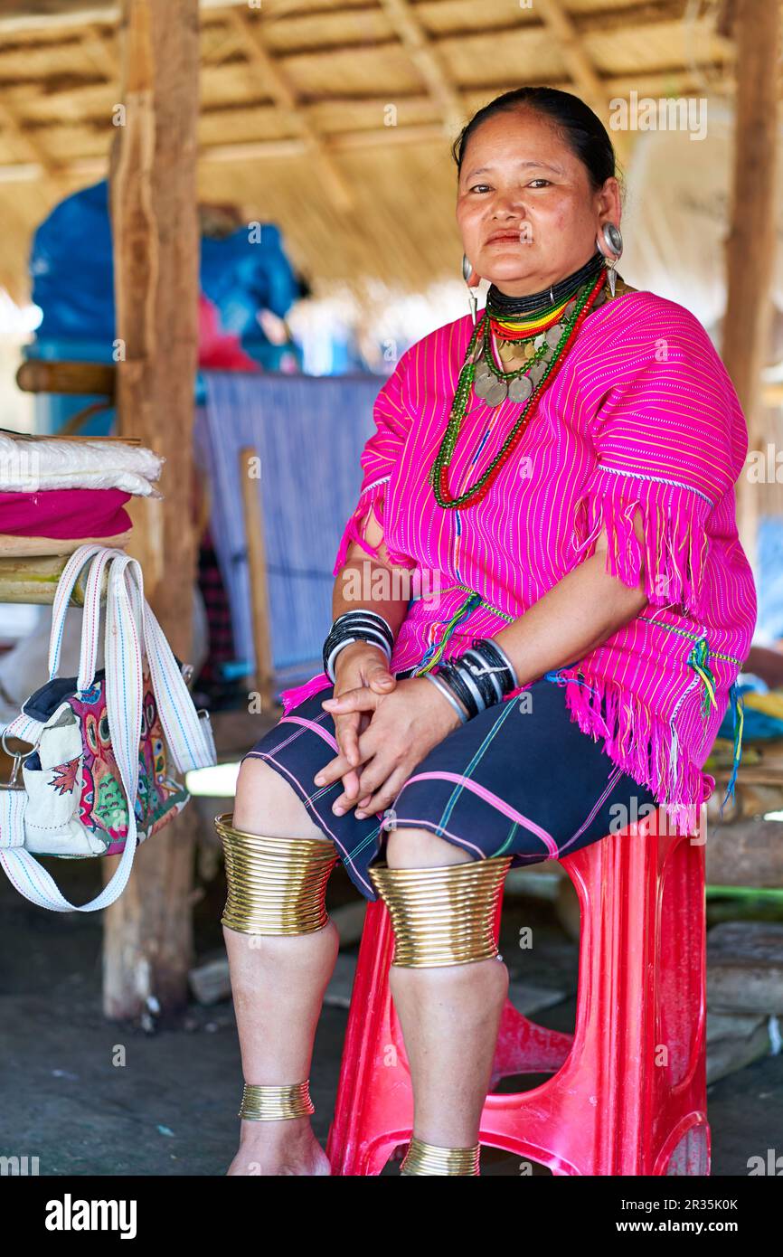 Woman from the Long Neck tribe, wearing traditional brass rings on her