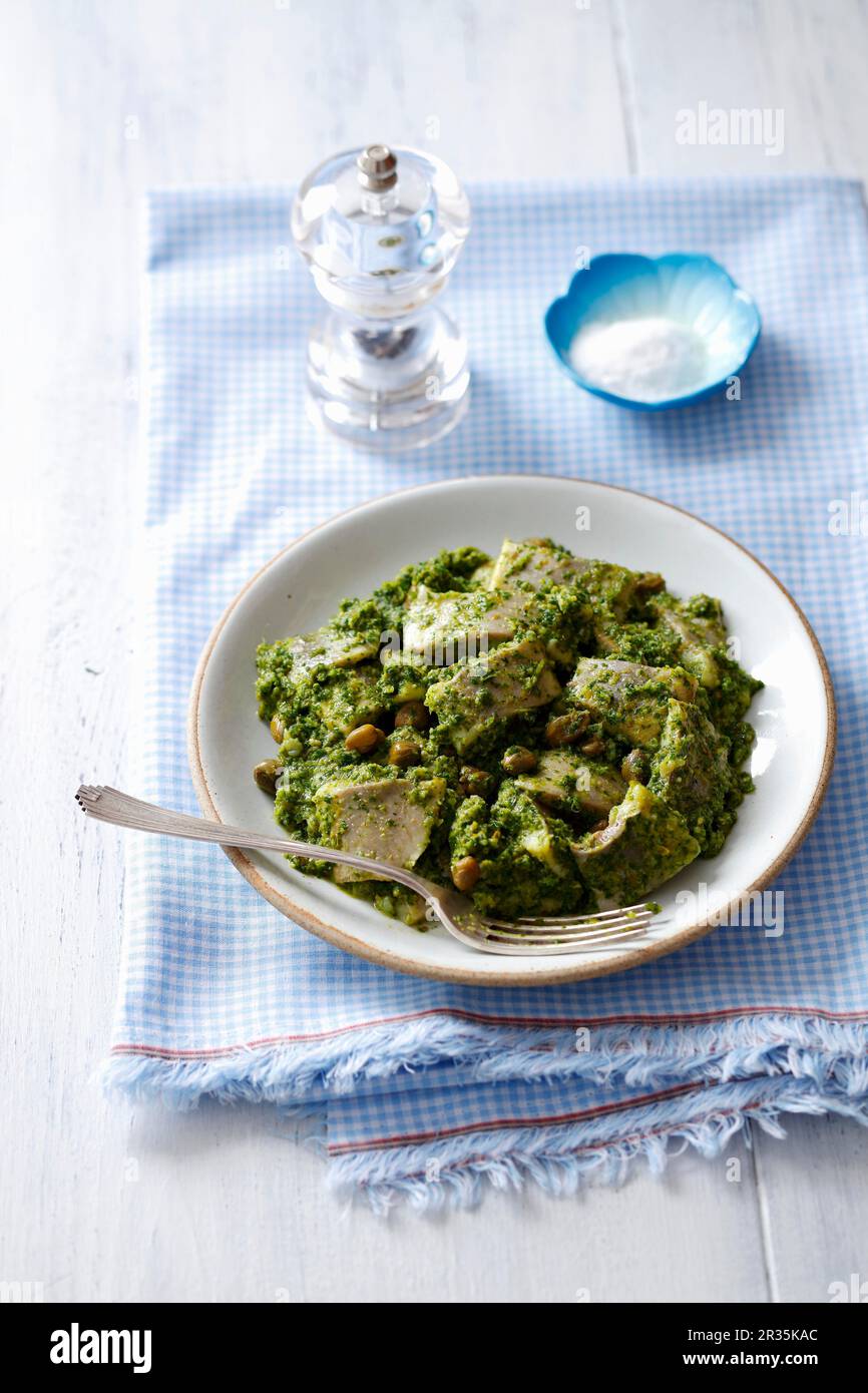 Herring with salsa verde Stock Photo