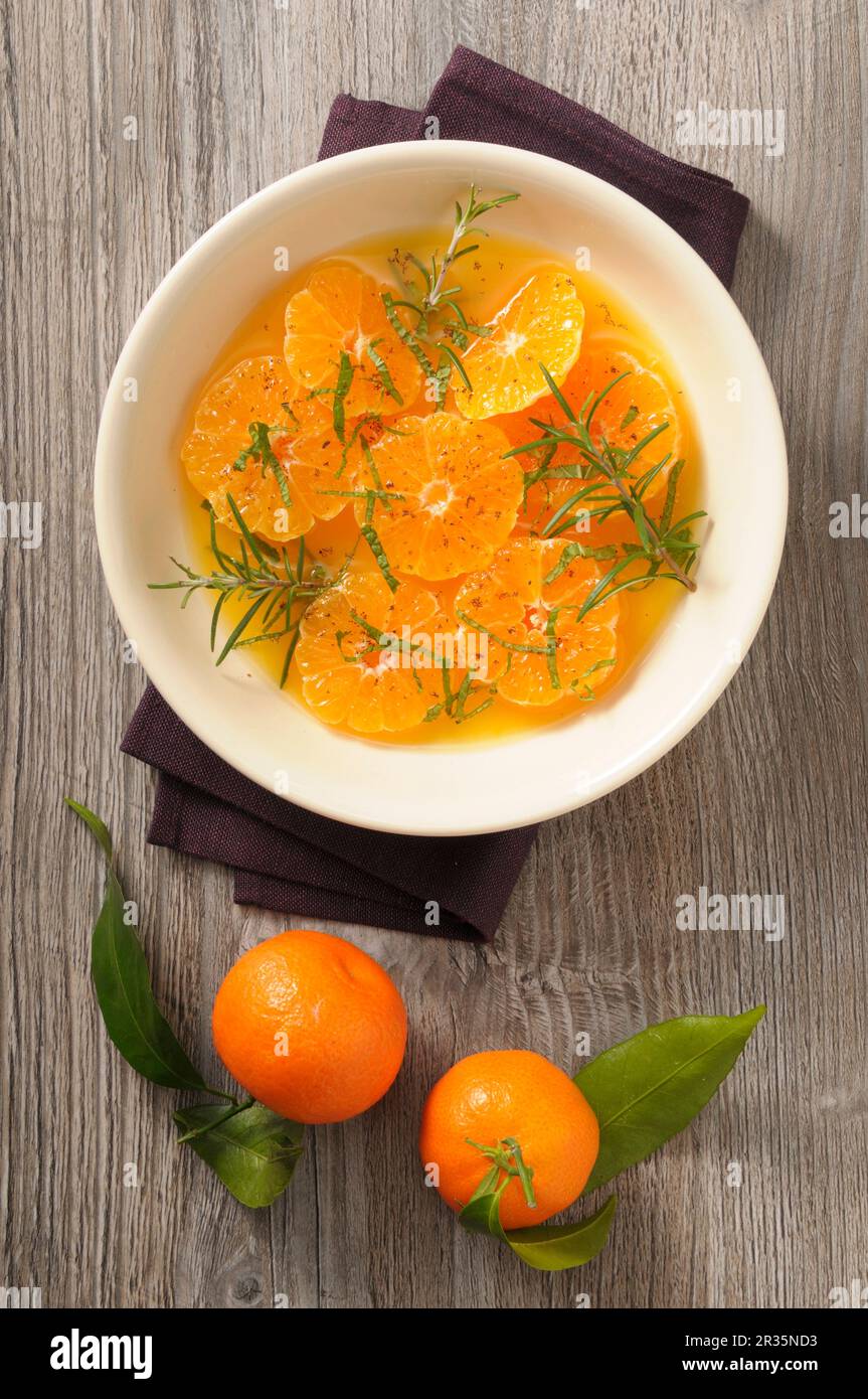 Clementine soup with honey and rosemary Stock Photo Alamy