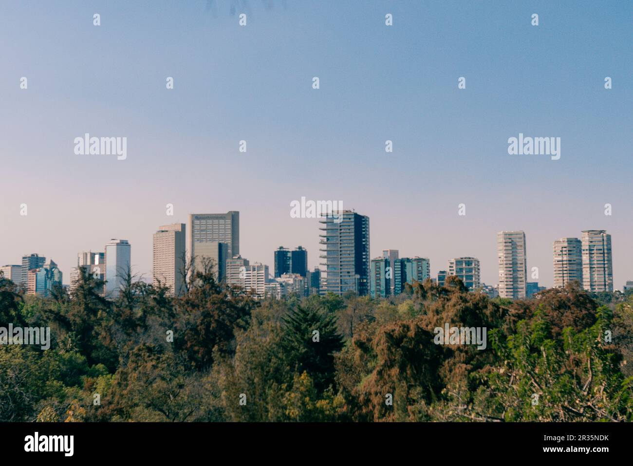 Mexico - fev 2022 panoramic view from Chapultepec to Mexico city. High quality photo Stock Photo