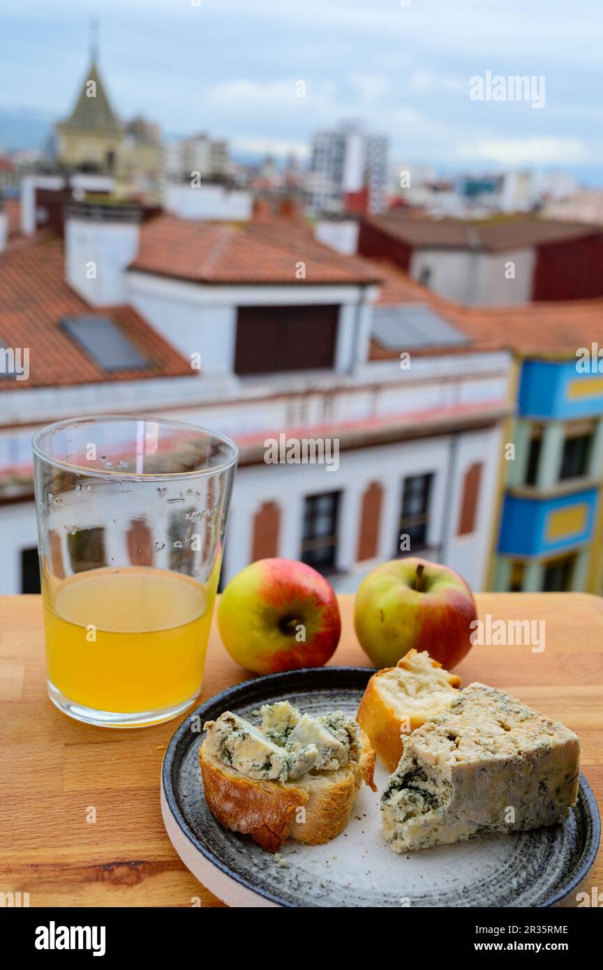 Food pairing in Asturias, blue cow cabrales cheese from caves in Arenas