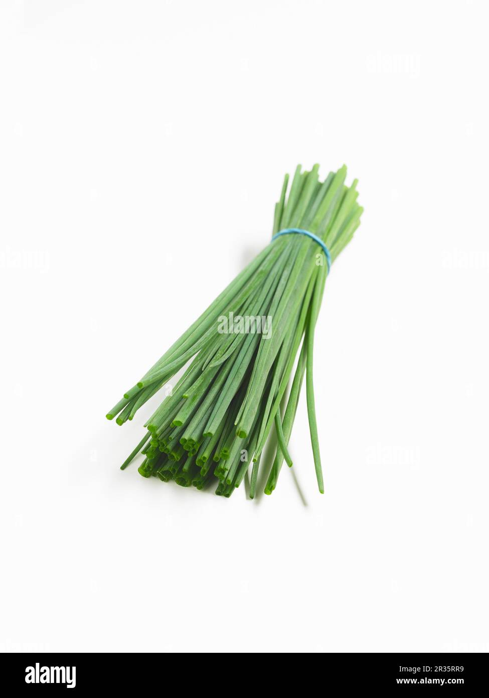 Bunch of chives on white background Stock Photo - Alamy