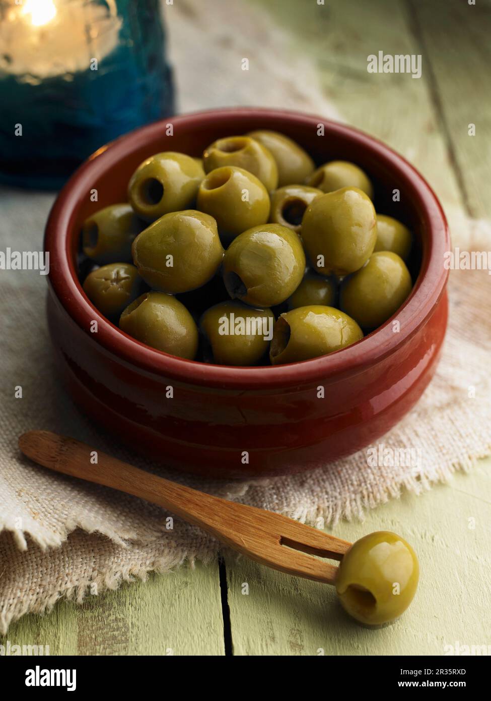 Pitted green olives Stock Photo Alamy