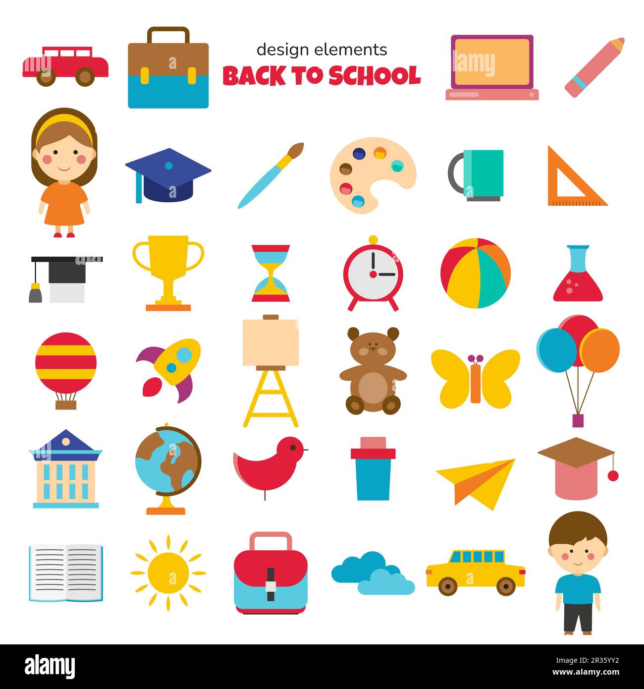 Back to school vector set. isolated design elements Stock Vector Image ...