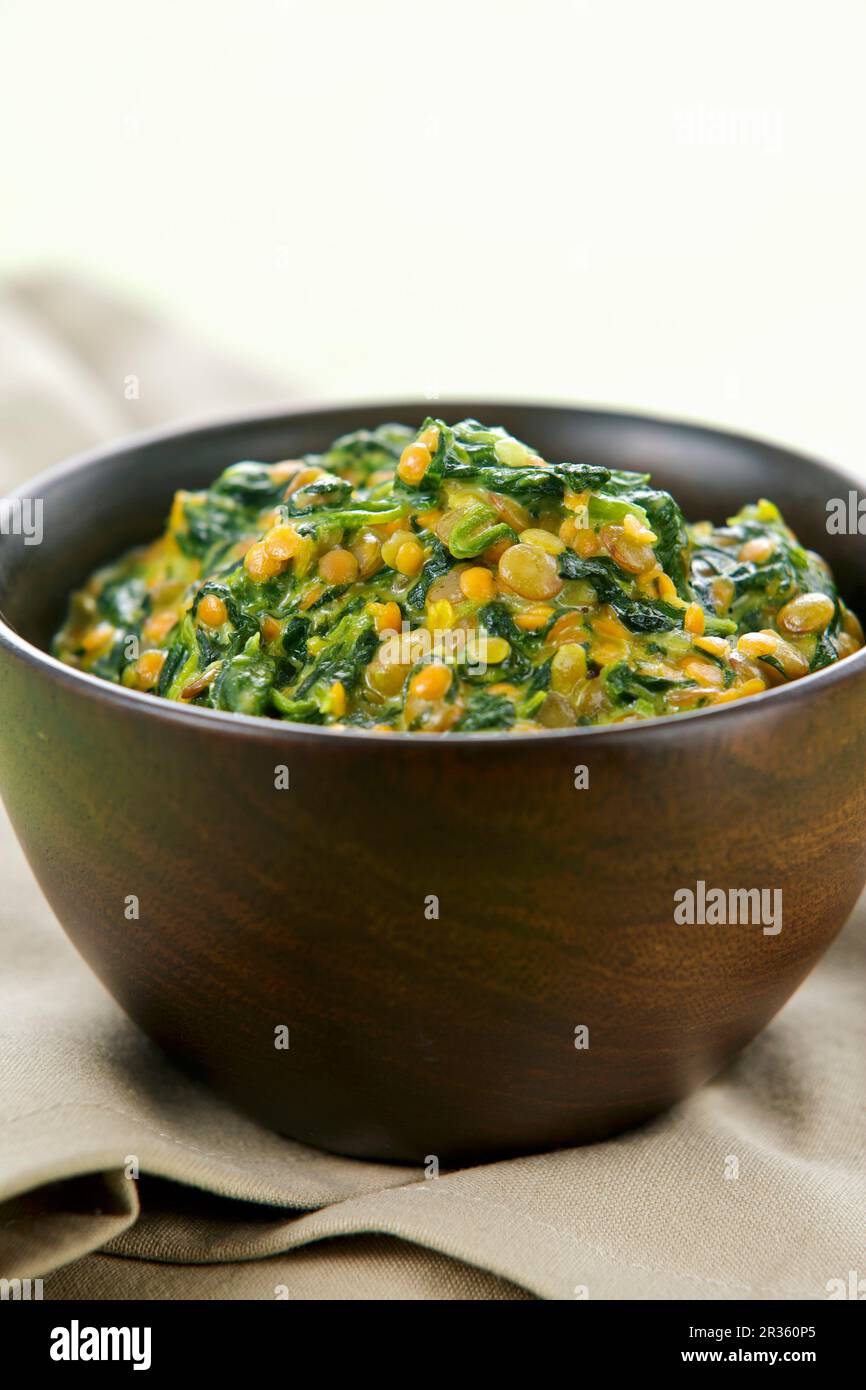 Spinach and lentil stew with oriental spices Stock Photo Alamy