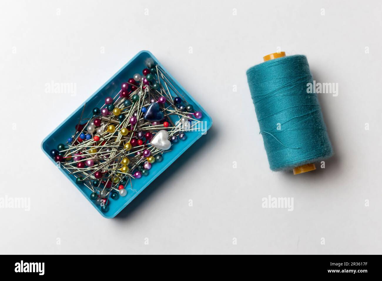 Sewing Pins and Thread / Embroidery Accessories Stock Photo