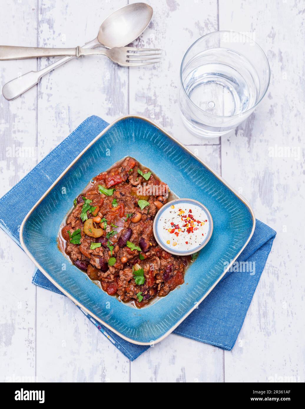 Chilli con carne with coriander Stock Photo Alamy