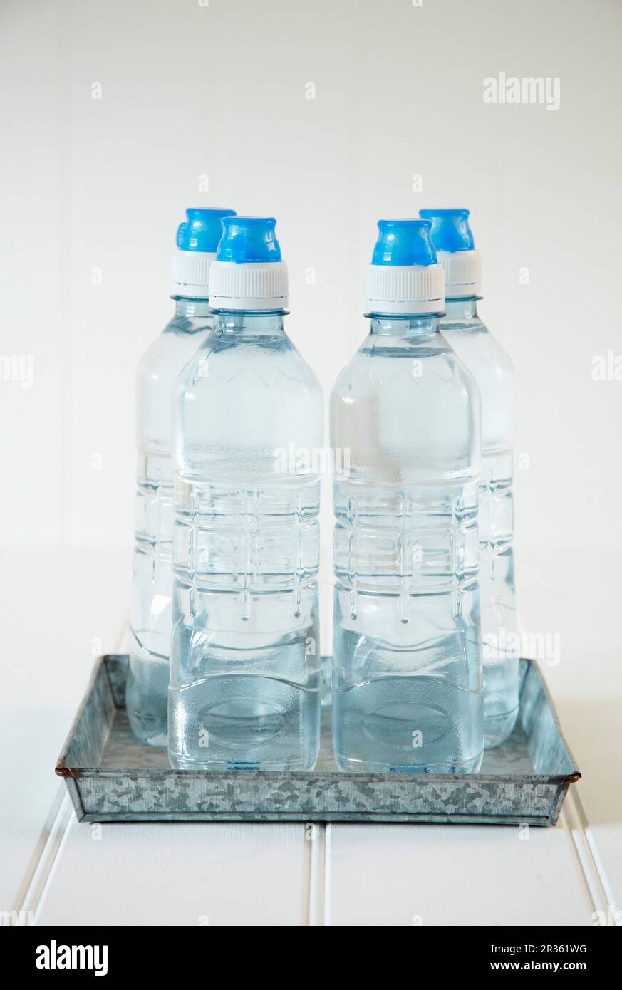 https://c8.alamy.com/comp/2R361WG/four-bottles-of-water-on-a-metal-tray-2R361WG.jpg