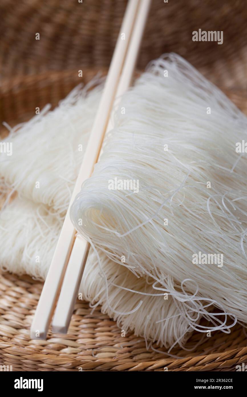 Glass noodles in a basket Stock Photo