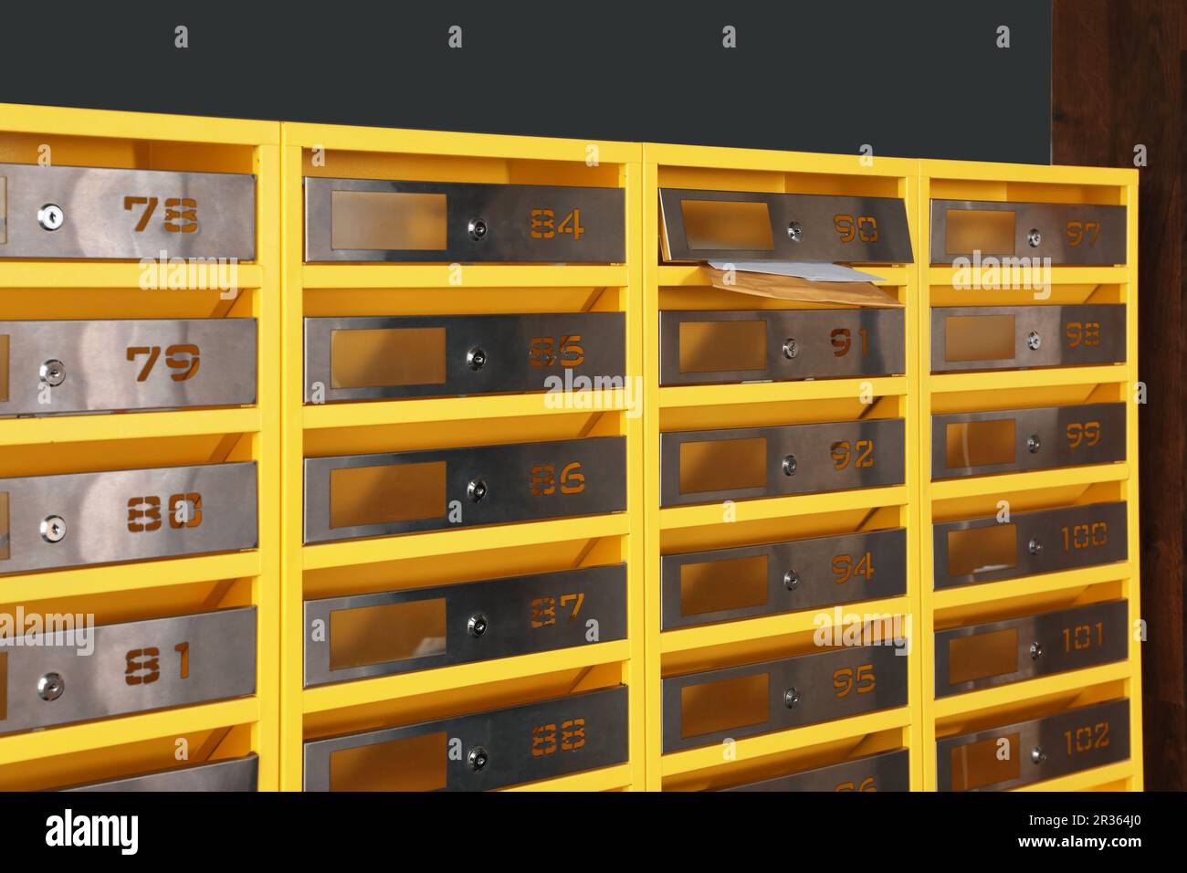 Metal mailboxes with correspondence in post office Stock Photo Alamy