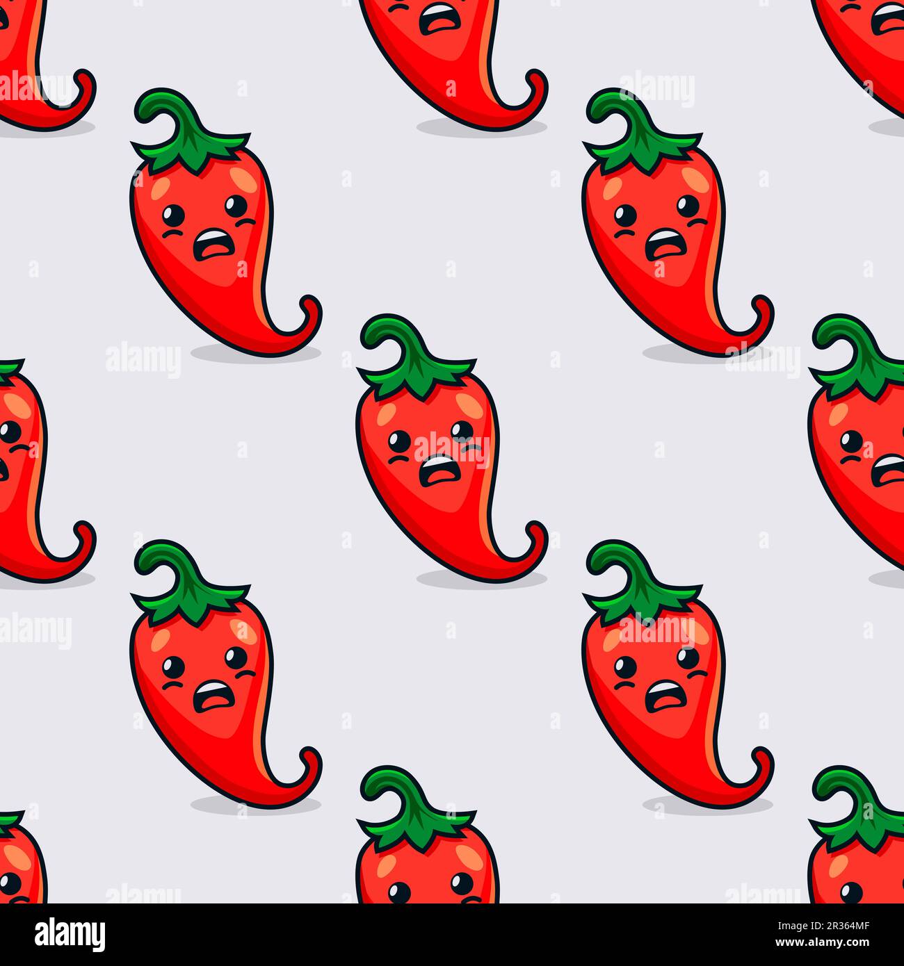 Vector Seamless Pattern with Cartoon Cute and Funny Scares Red Hot ...