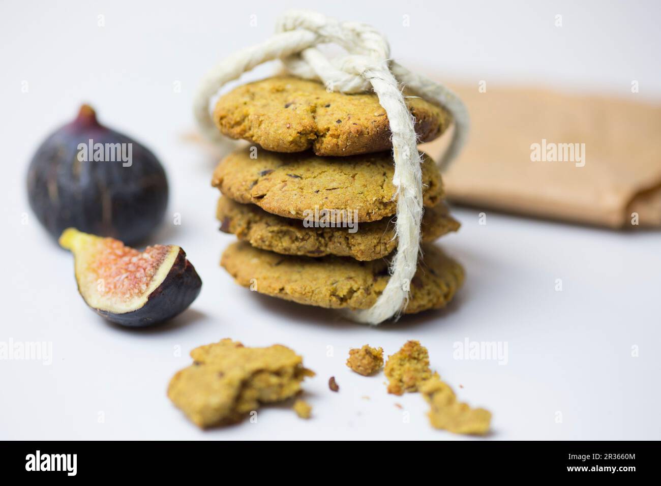 Healthy biscuits with seeds and figs Stock Photo Alamy