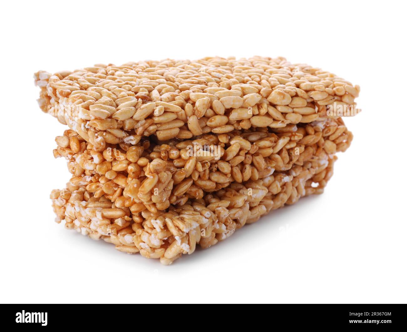Puffed rice bars (kozinaki) on white background Stock Photo