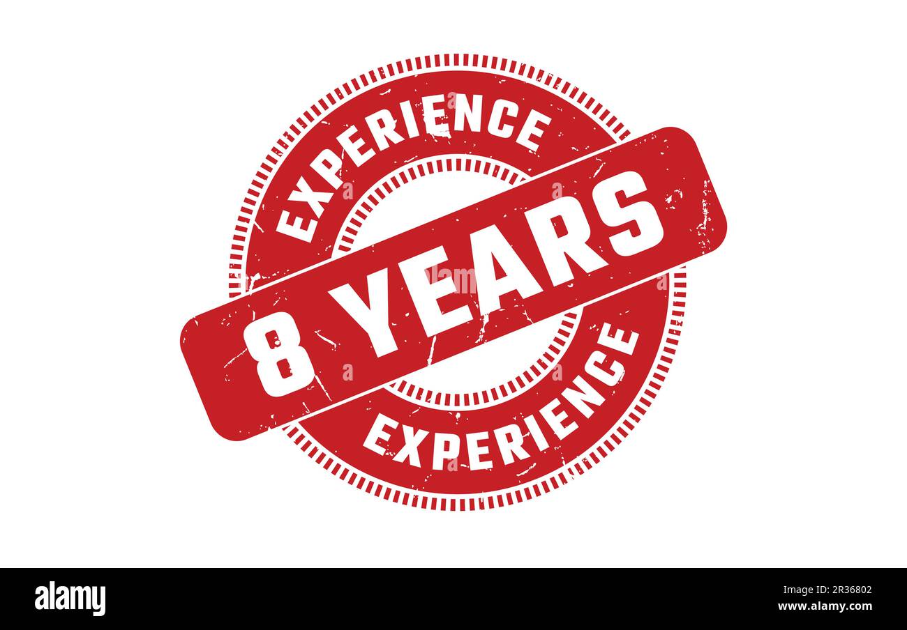8 Years Experience Rubber Stamp Stock Vector