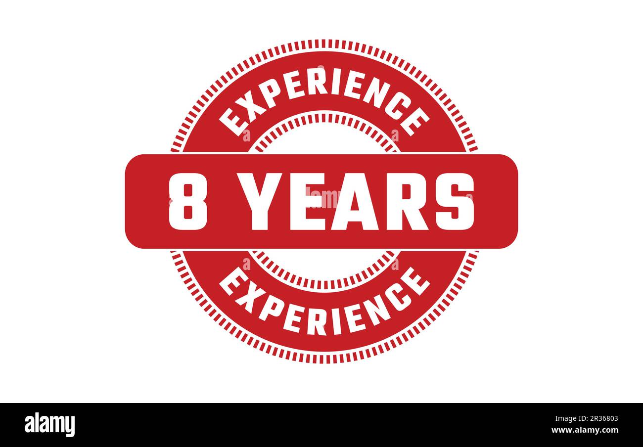8 Years Experience Rubber Stamp Stock Vector