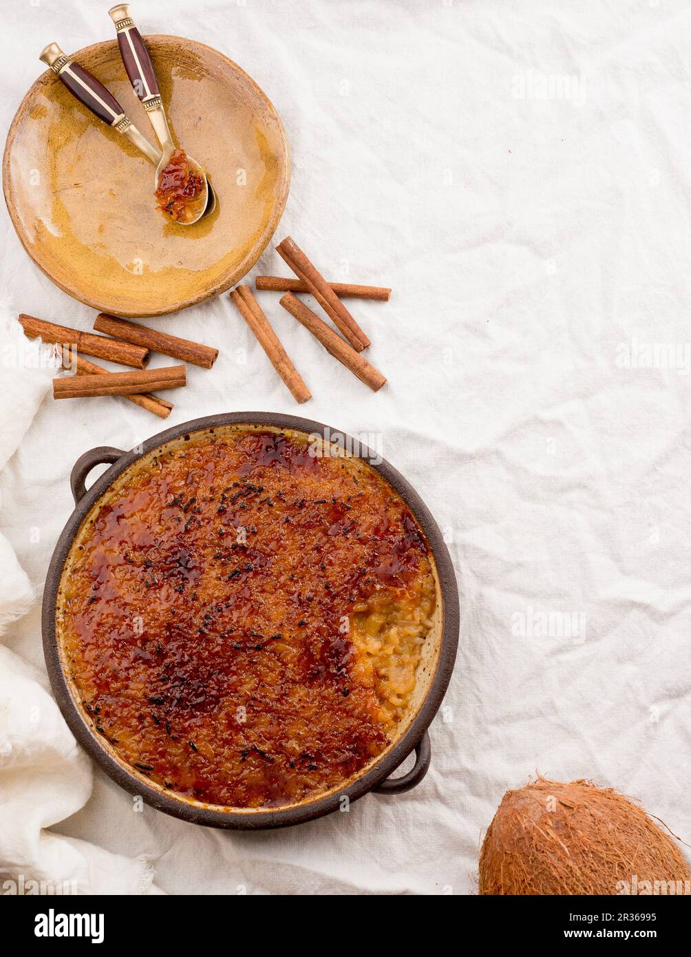 Caramelised rice and coconut pudding from the Caribbean Stock Photo - Alamy
