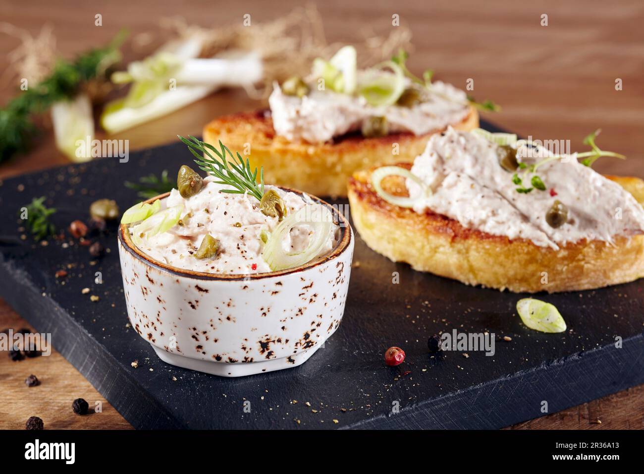 Creamy tuna fish dip with capers Stock Photo Alamy