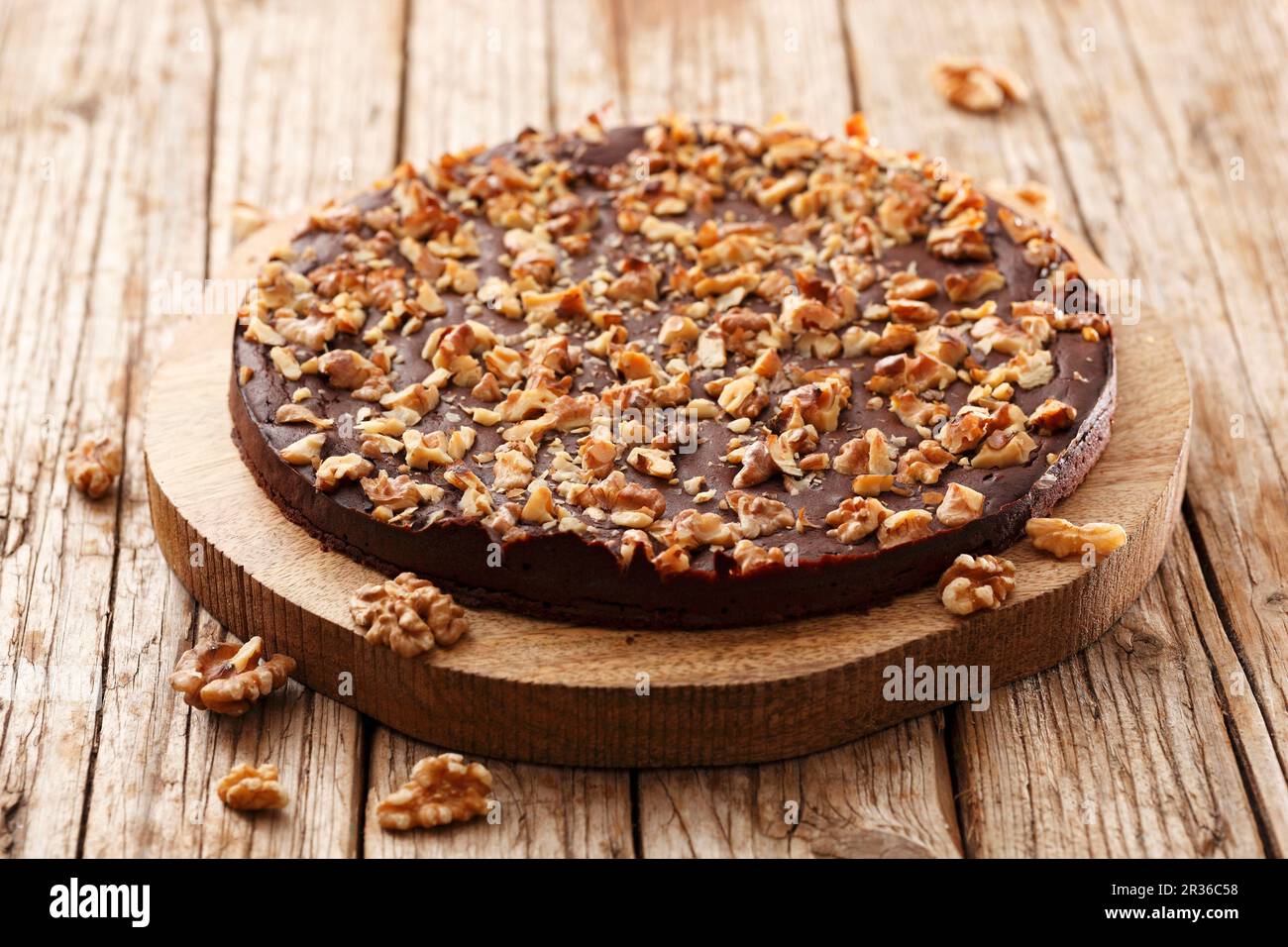 Bean and chocolate cake with walnuts Stock Photo