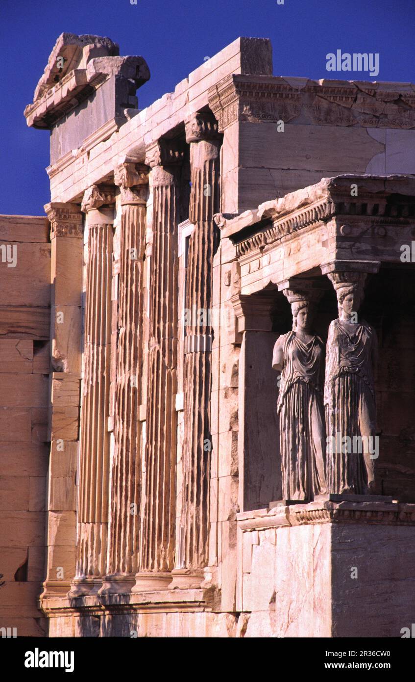 Erecteón (406a.c.). Acropólis. Atenas. Grecia. Stock Photo