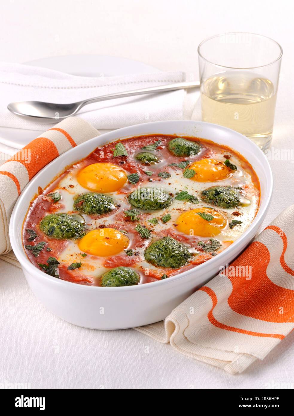 Spinach and egg bake Stock Photo