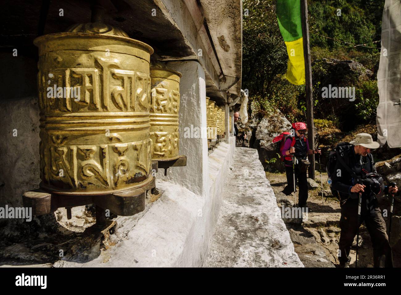 ruedas de oracion,Nurning (Yulning).Sagarmatha National Park, Khumbu Himal, Nepal, Asia. Stock Photo