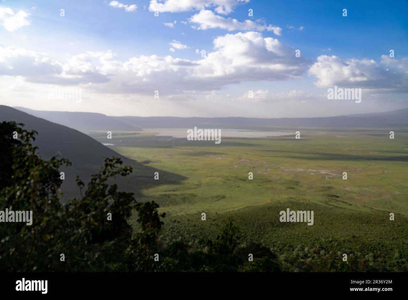 Ngongoro Crater with view of Lake Magadi, Ngorongoro Conservation, Tanzania, East Africa Stock Photo