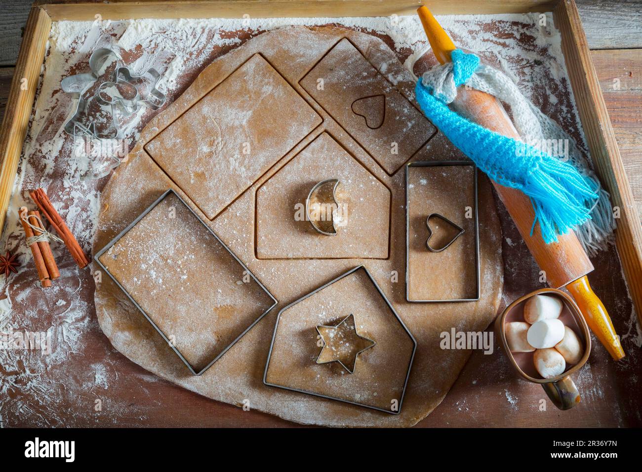 Parts for a gingerbread house being cut out Stock Photo Alamy