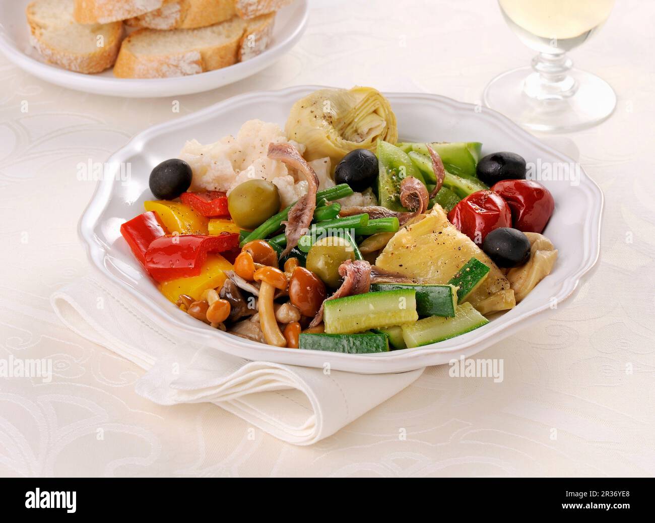 Italian insalata Rinforzo with cauliflower, mushrooms and anchovies Stock Photo
