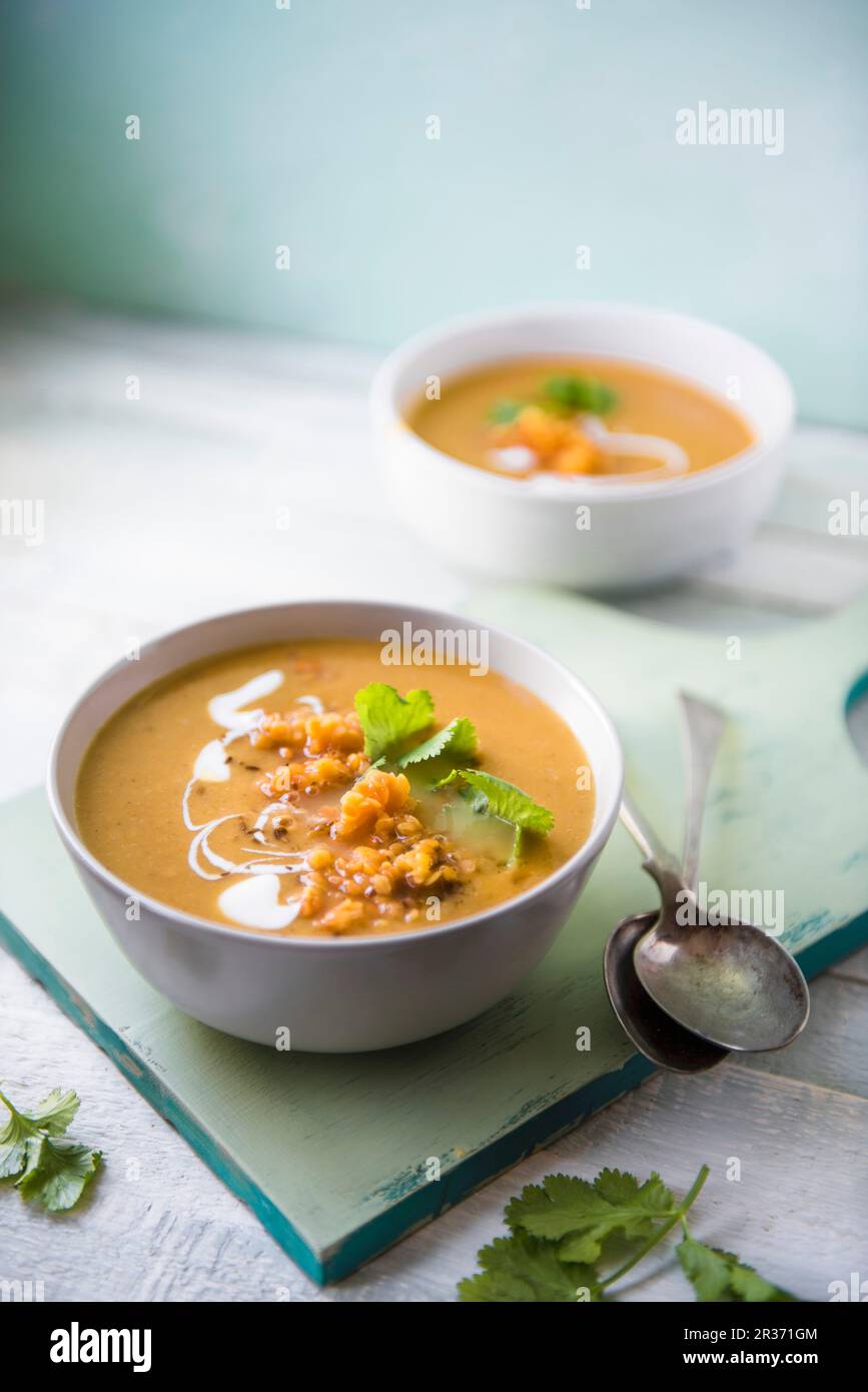 Spiced lentil soup with cumin and coriander Stock Photo Alamy