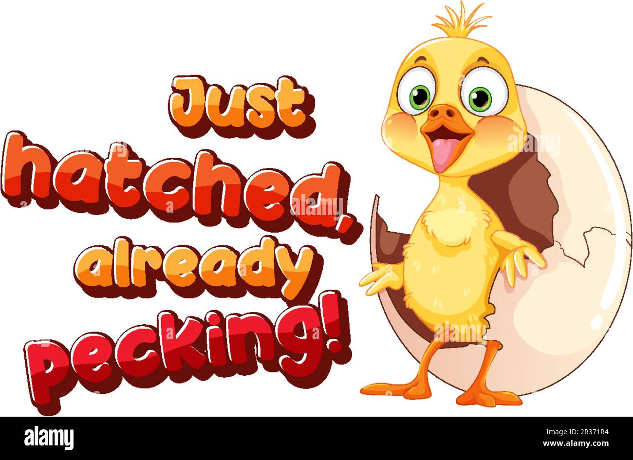 Little duckling hatching the egg text icon illustration Stock Vector ...