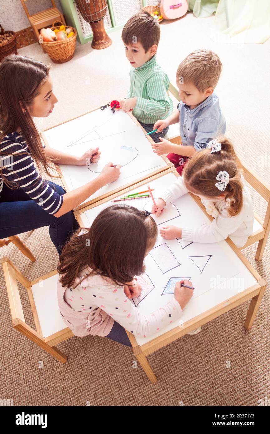 Preschoolers Learn Letters Stock Photo Alamy