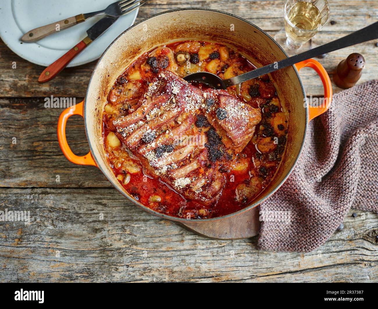 Slow cooked pork casserole Stock Photo Alamy