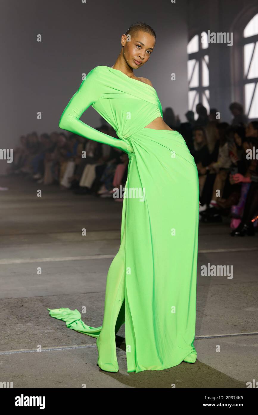 A model walks the runway during the YOUSEF AKBAR show during the Afterpay Australian Fashion Week 2023 at Carriageworks on May 15, 2023 in Sydney, Aus Stock Photo