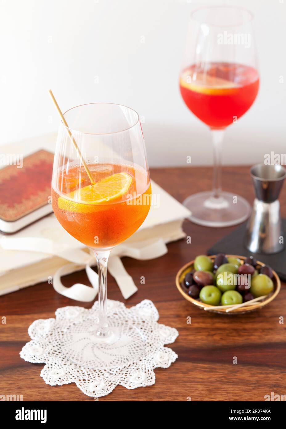 Aperol Spritz and Campari Spritz in glasses Stock Photo Alamy
