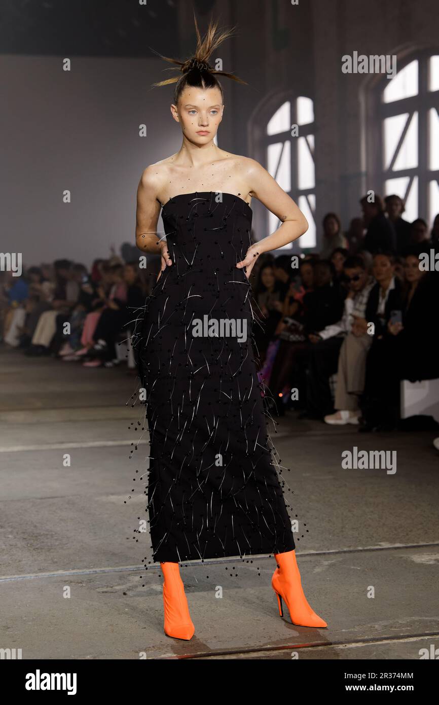 A model walks the runway during the YOUSEF AKBAR show during the ...