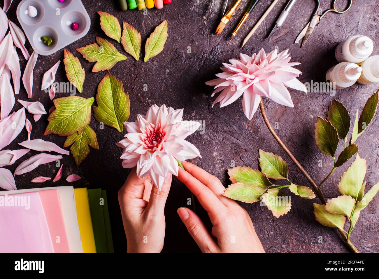 DIY making realistic flowers Stock Photo Alamy