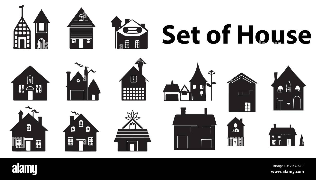 A set of houses silhouette vector design. Stock Vector