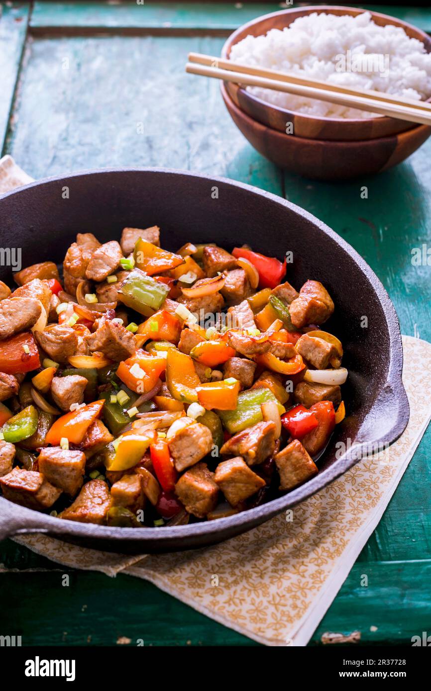 Salted beef with peppers and garlic (Asia Stock Photo Alamy