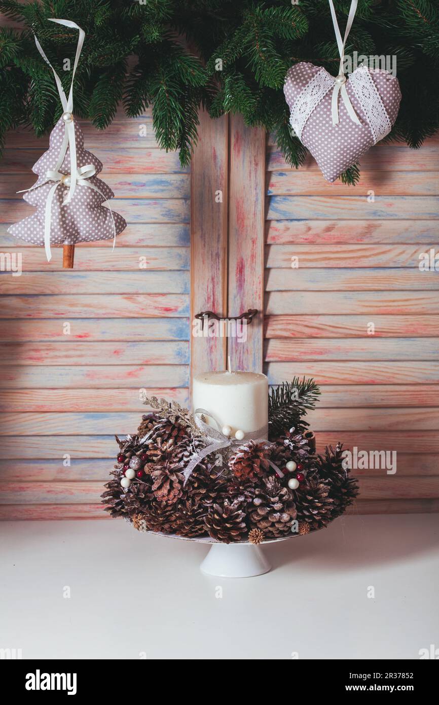 Christmas cones candlestick Stock Photo Alamy