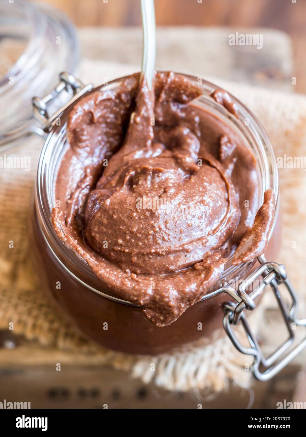 Homemade chocolate hazelnut spread (cream Stock Photo Alamy
